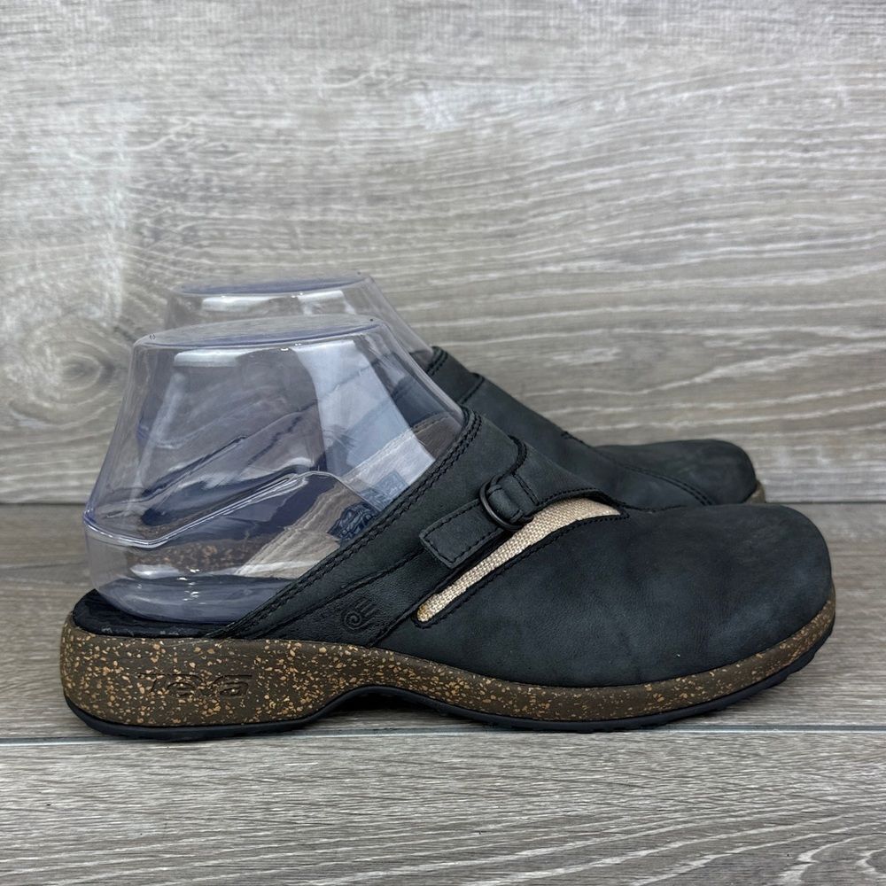 Teva Ventura Women’s Sz 6.5 Black Nubuck Slip-On Strap Comfort Loafer Mule Clog